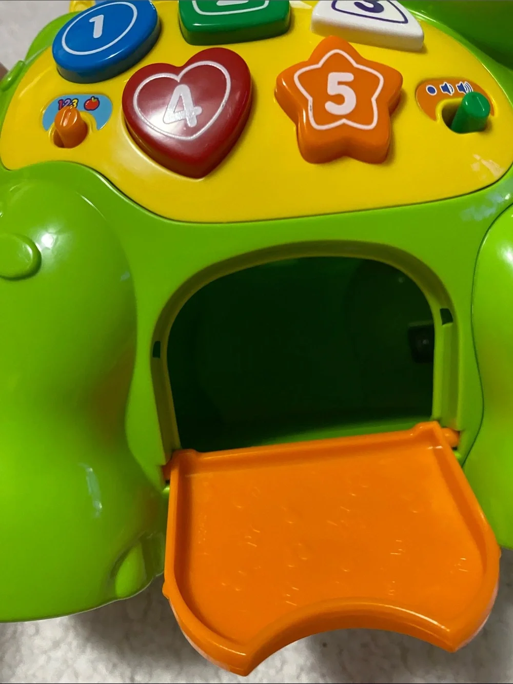 Interactive Green Dino Learning Toy with Lights and Buttons
